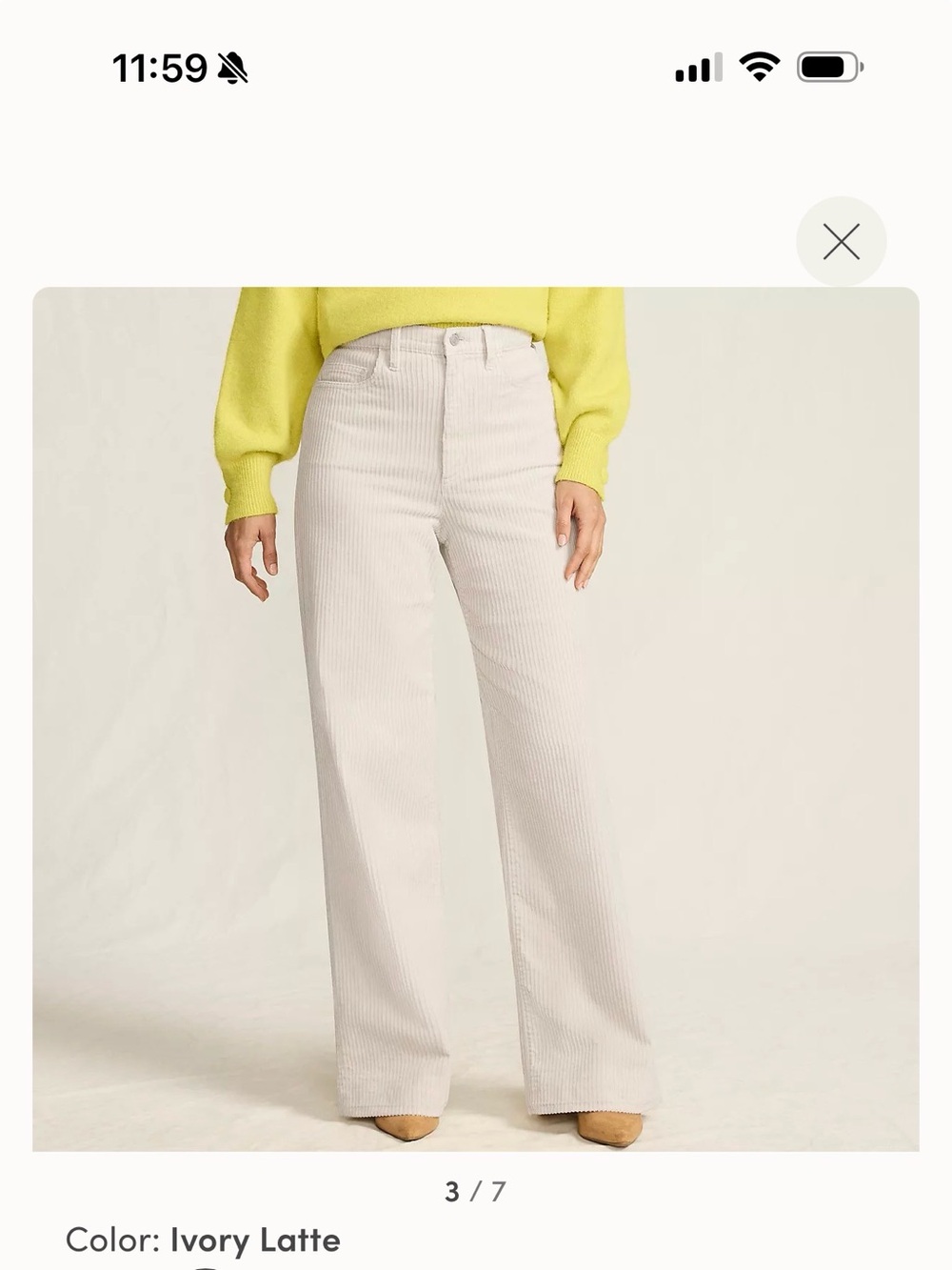 Lands' End Ivory Wide-Leg Corduroy Jeans